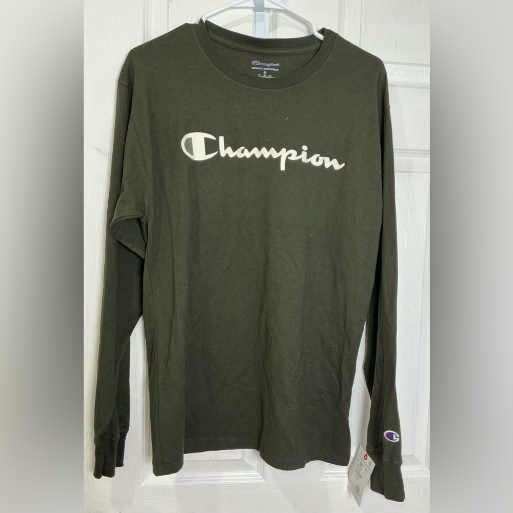 Champion Men's Olive Long Sleeve Tee